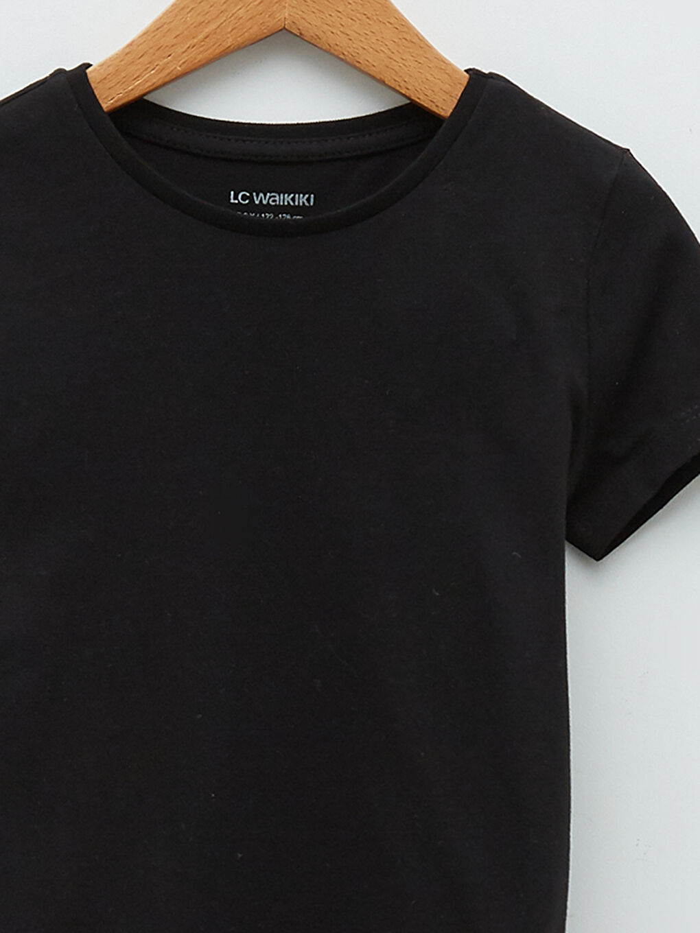 Siyah Bisiklet Yaka Basic Kısa Kollu Pamuklu Kız Çocuk Tişört-2