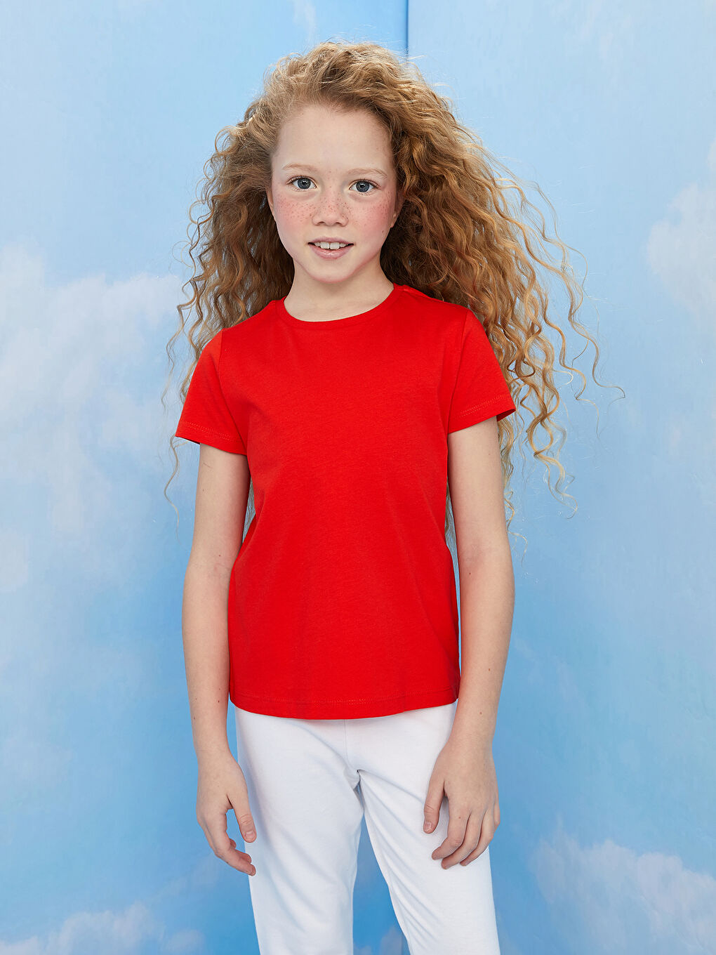 Crew Neck Basic Short Sleeve Cotton Girls T-Shirt