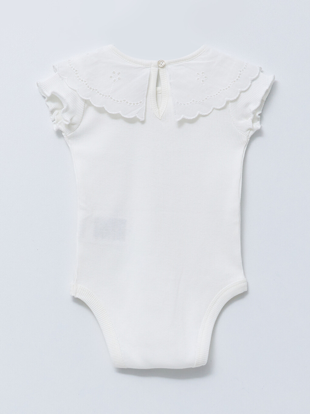 Bebe Collar Short Sleeved Basic Baby Girl Snap Fastener Body-1