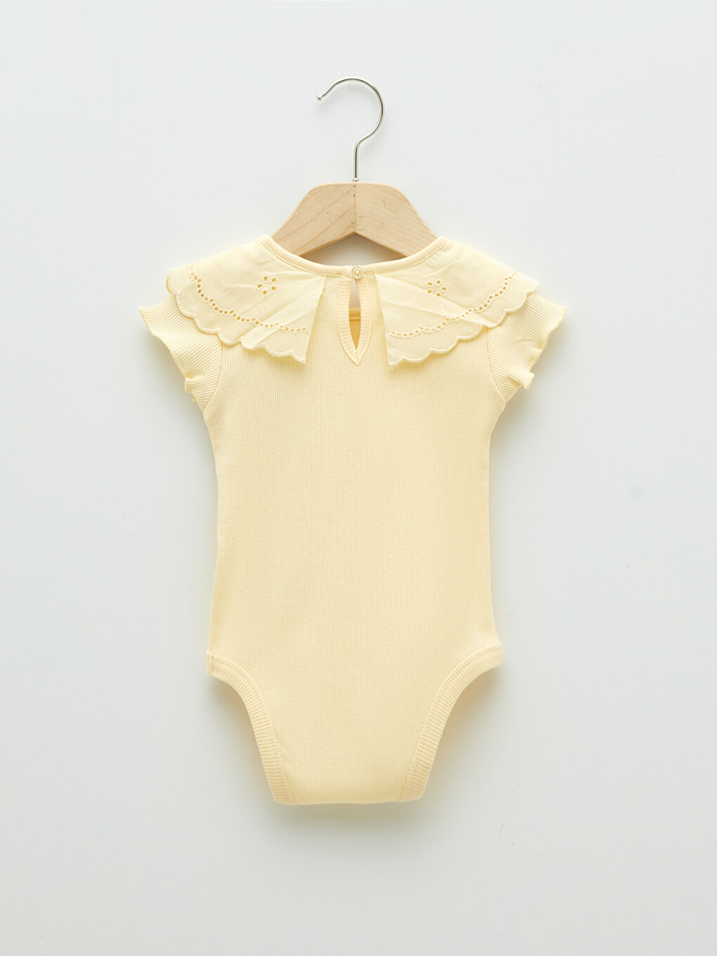 Bebe Collar Short Sleeved Basic Baby Girl Snap Fastener Body-1