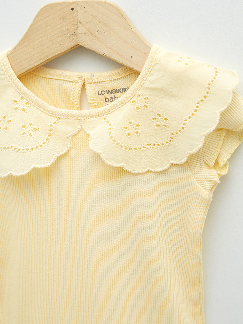 Bebe Collar Short Sleeved Basic Baby Girl Snap Fastener Body-2