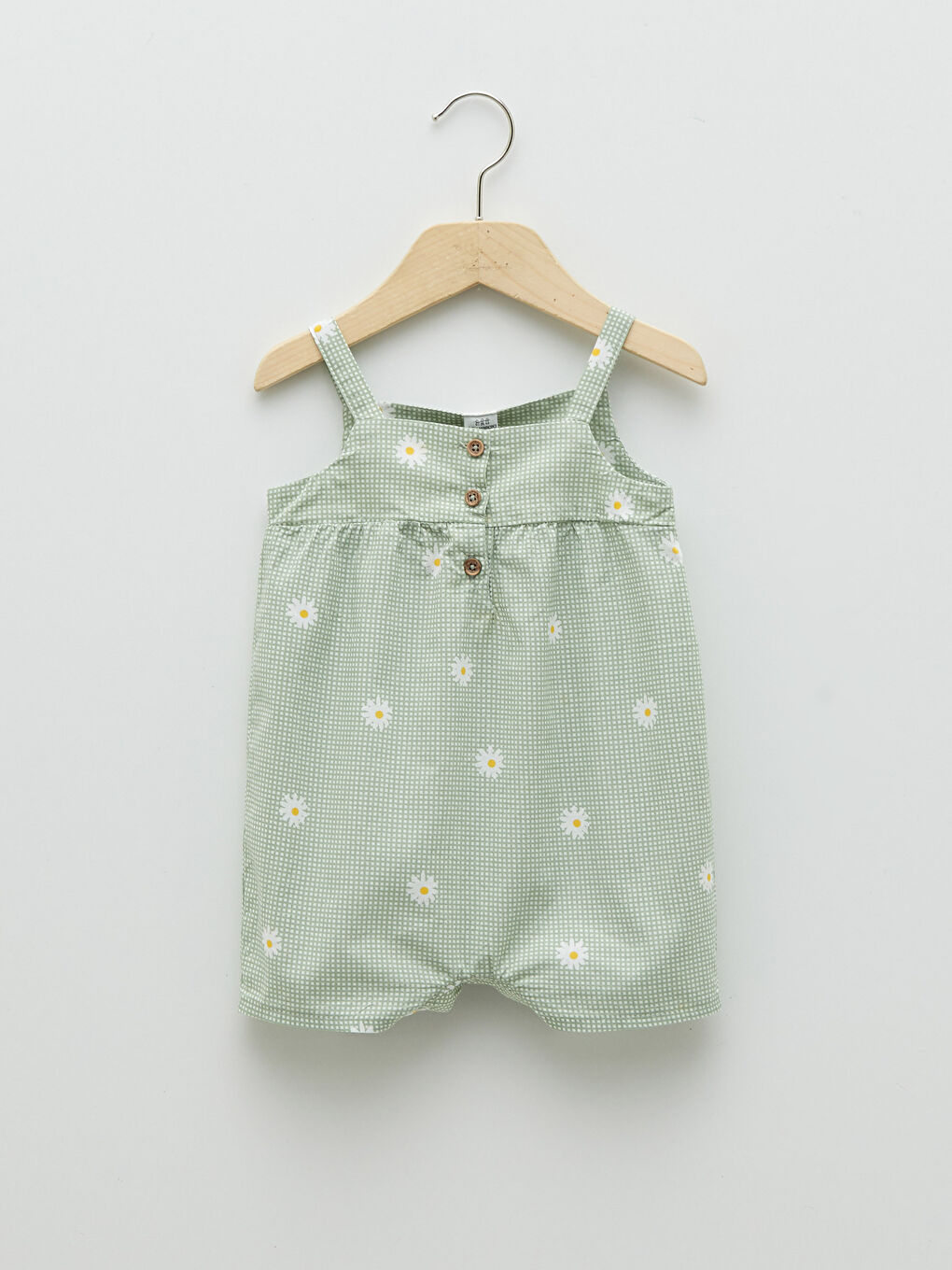 Square Neck Strap Printed Cotton Baby Girl Jumpsuit