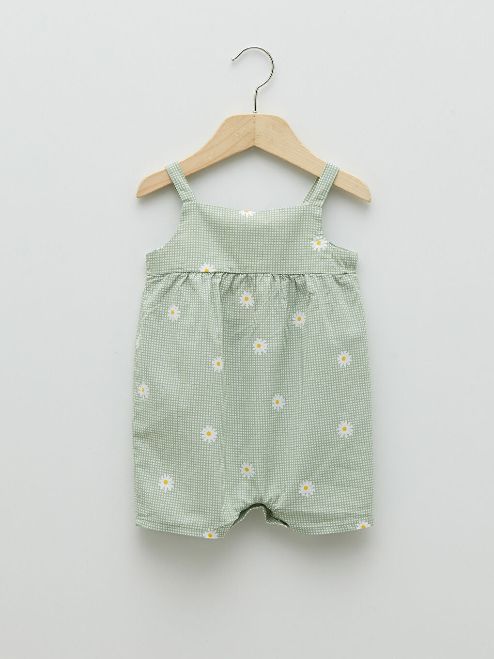 Square Neck Strap Printed Cotton Baby Girl Jumpsuit-1