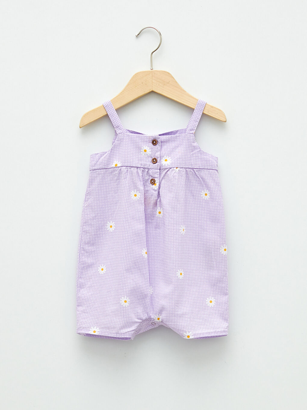 Square Neck Strap Printed Cotton Baby Girl Jumpsuit