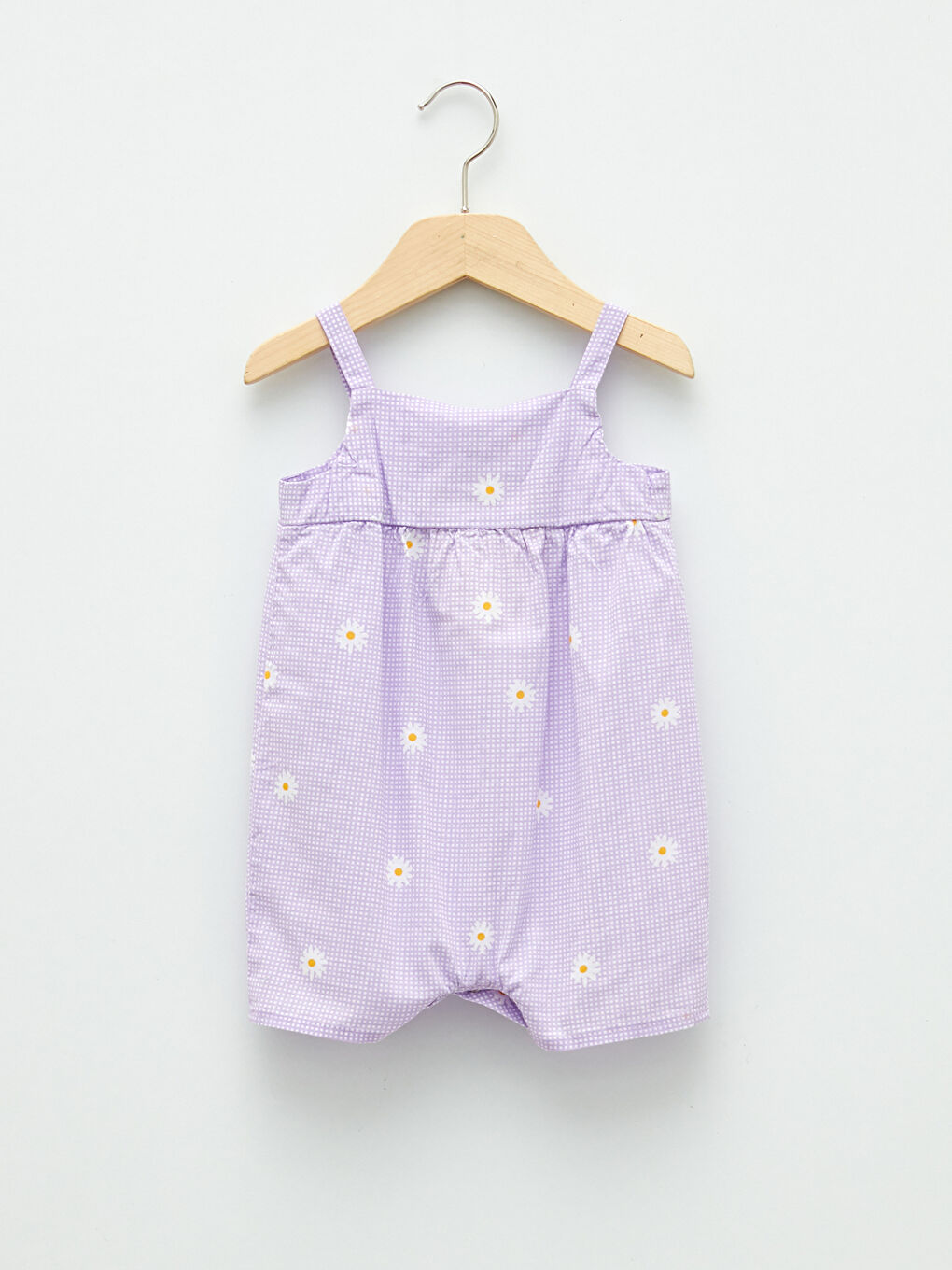 Square Neck Strap Printed Cotton Baby Girl Jumpsuit-1