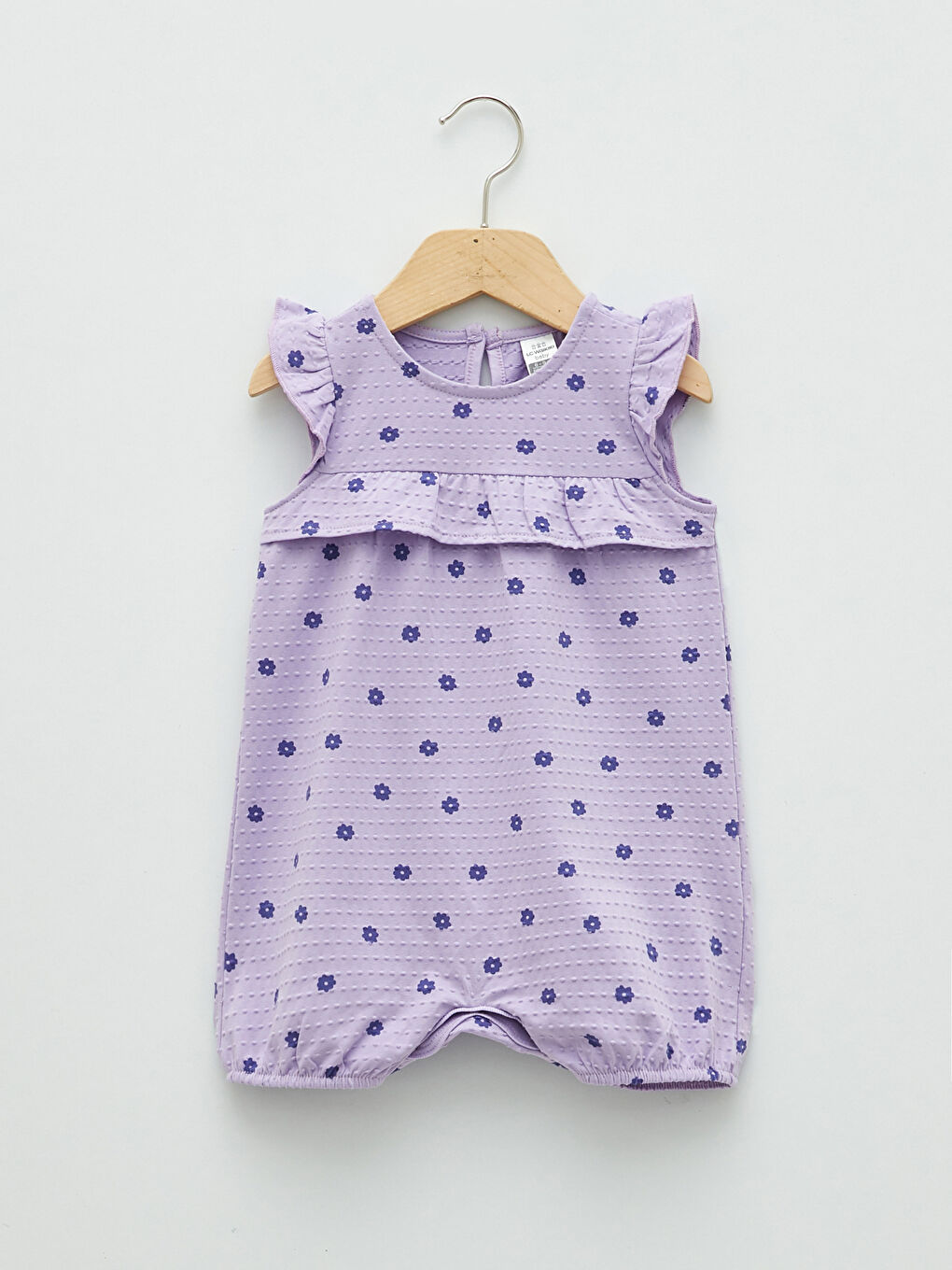 Crew Neck Printed Cotton Baby Girl Jumpsuit