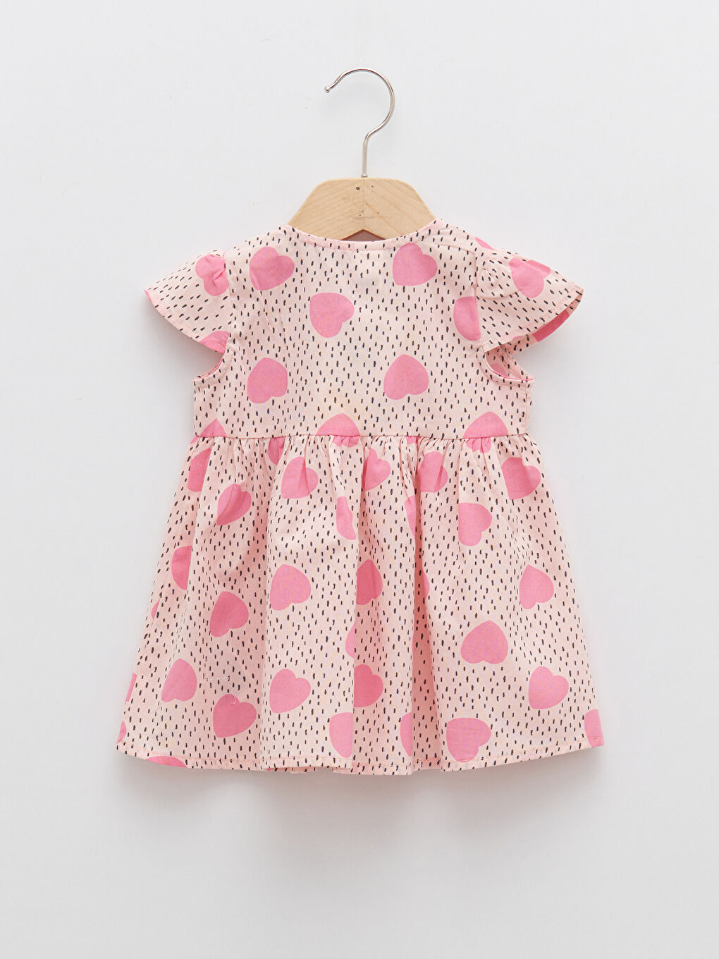 Crew Neck Patterned Short Sleeve Cotton Baby Girl Dress-1