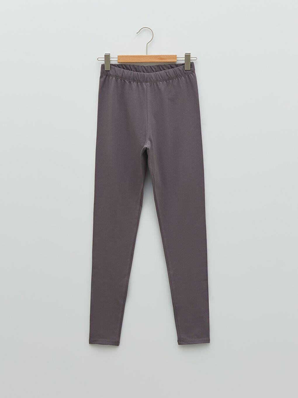 Gri Beli Lastikli Basic Pamuklu Kız Çocuk Uzun Tayt