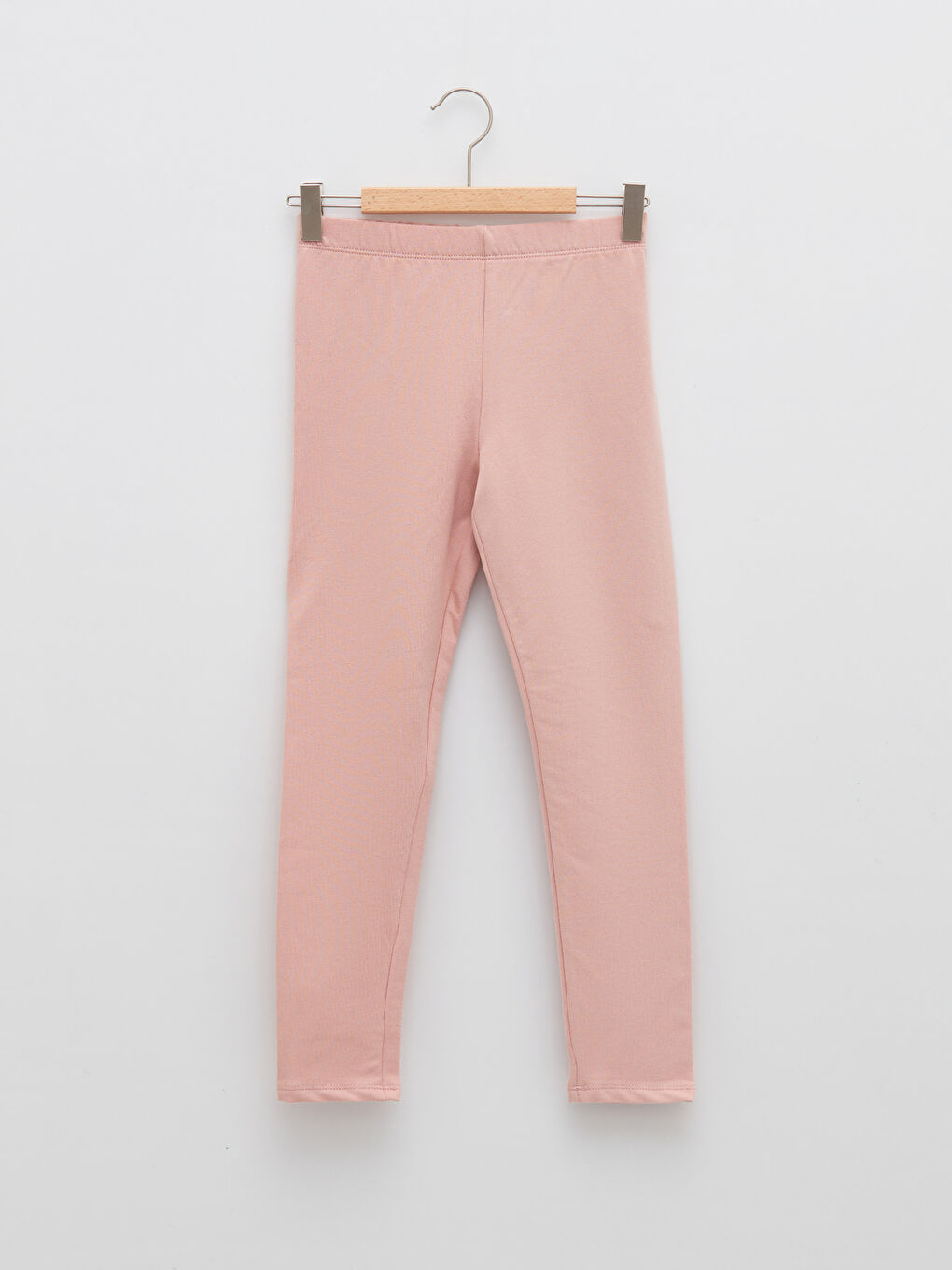 Pembe Beli Lastikli Basic Kız Çocuk Uzun Tayt