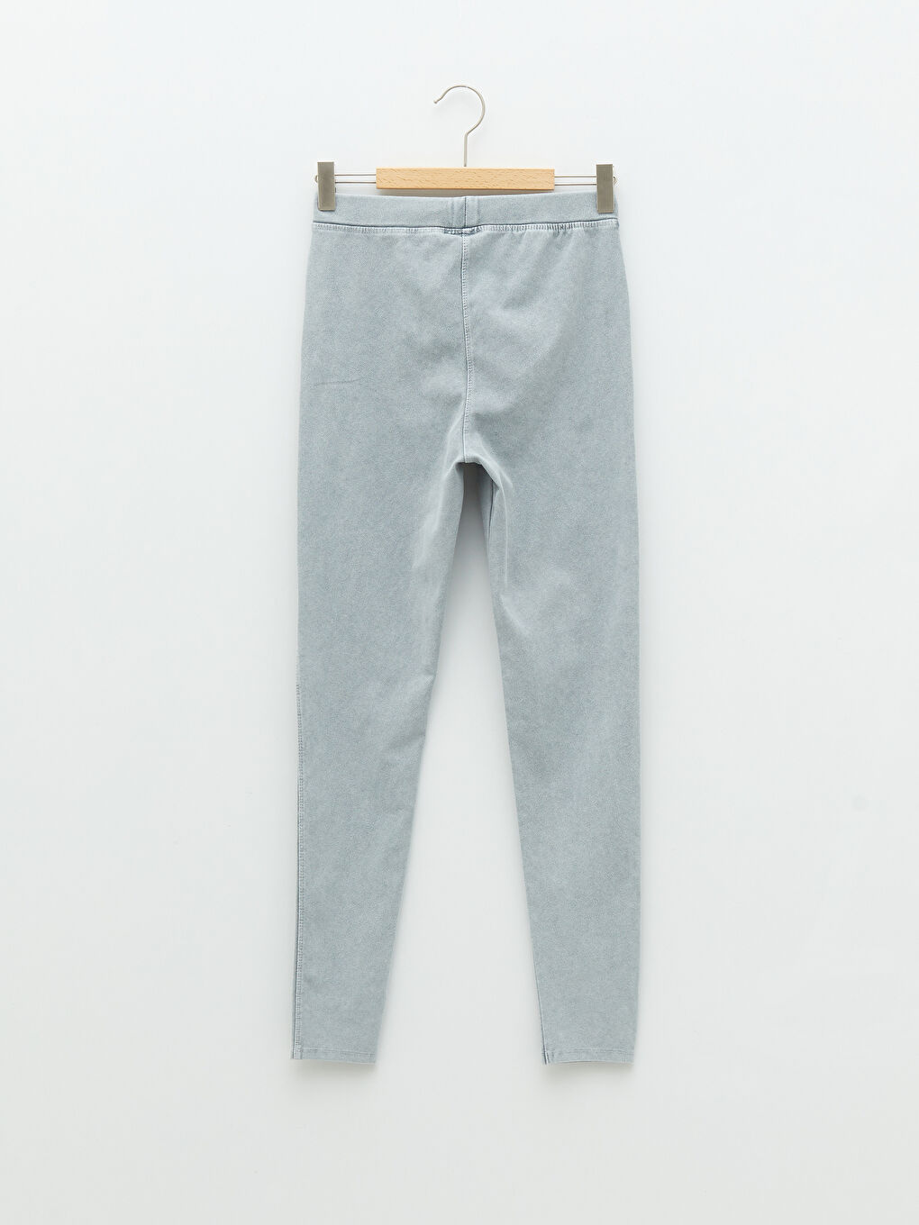 Gri Beli Lastikli Basic Kız Çocuk Uzun Tayt-1