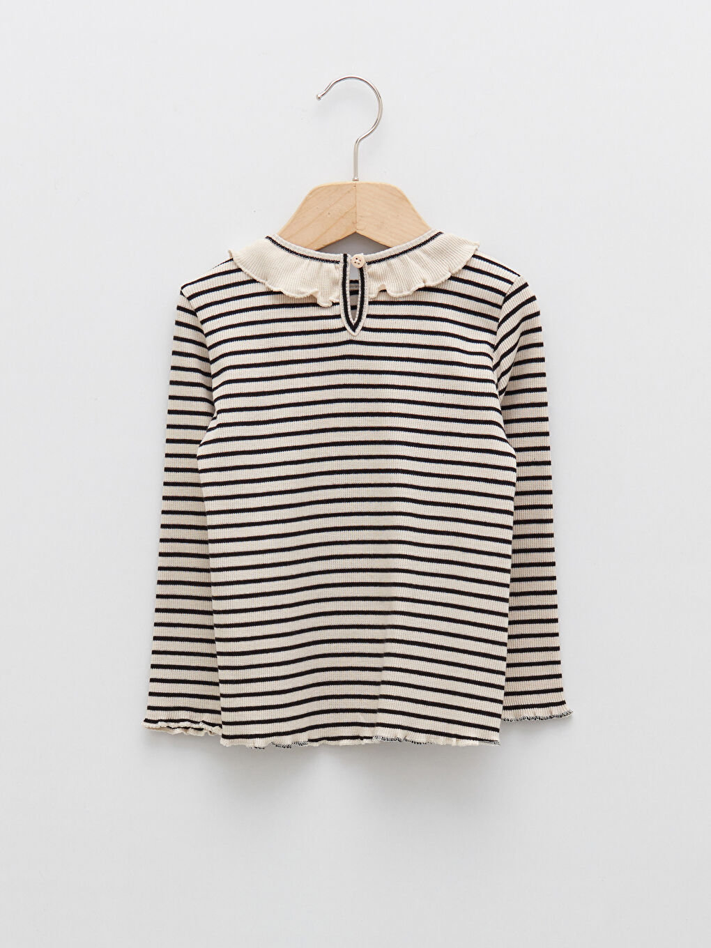 Crew Neck Long Sleeve Striped Baby Girls' T-Shirt-1