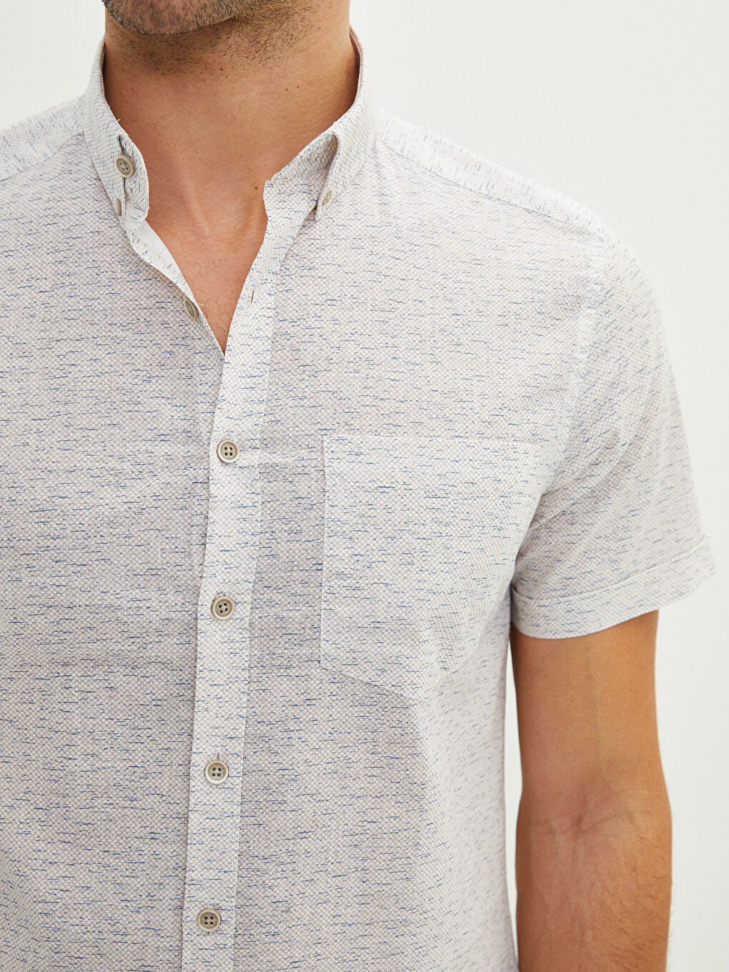 Slim Fit Short Sleeve Poplin Men's Shirt-3