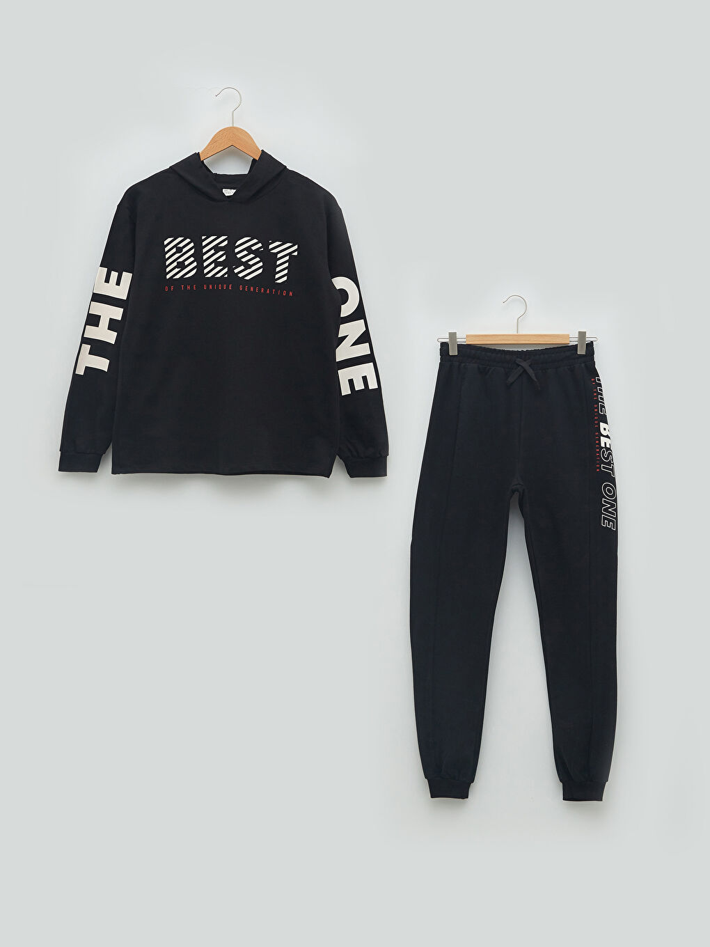 Hooded Printed Long Sleeve Girl Sweatshirt and Sweatpants