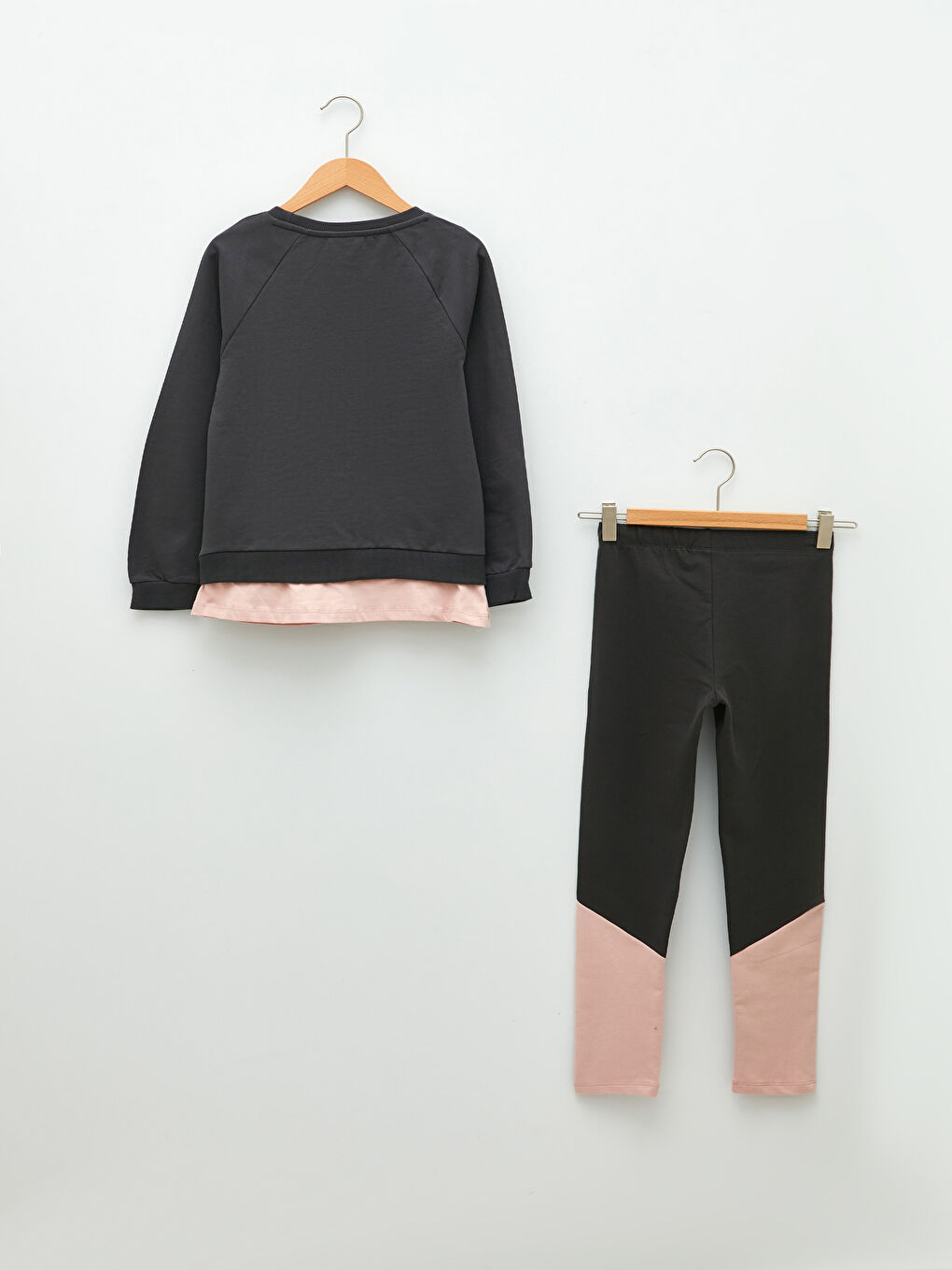 Crew Neck Printed Long Sleeve Girls' Sweatshirt and Tights-2