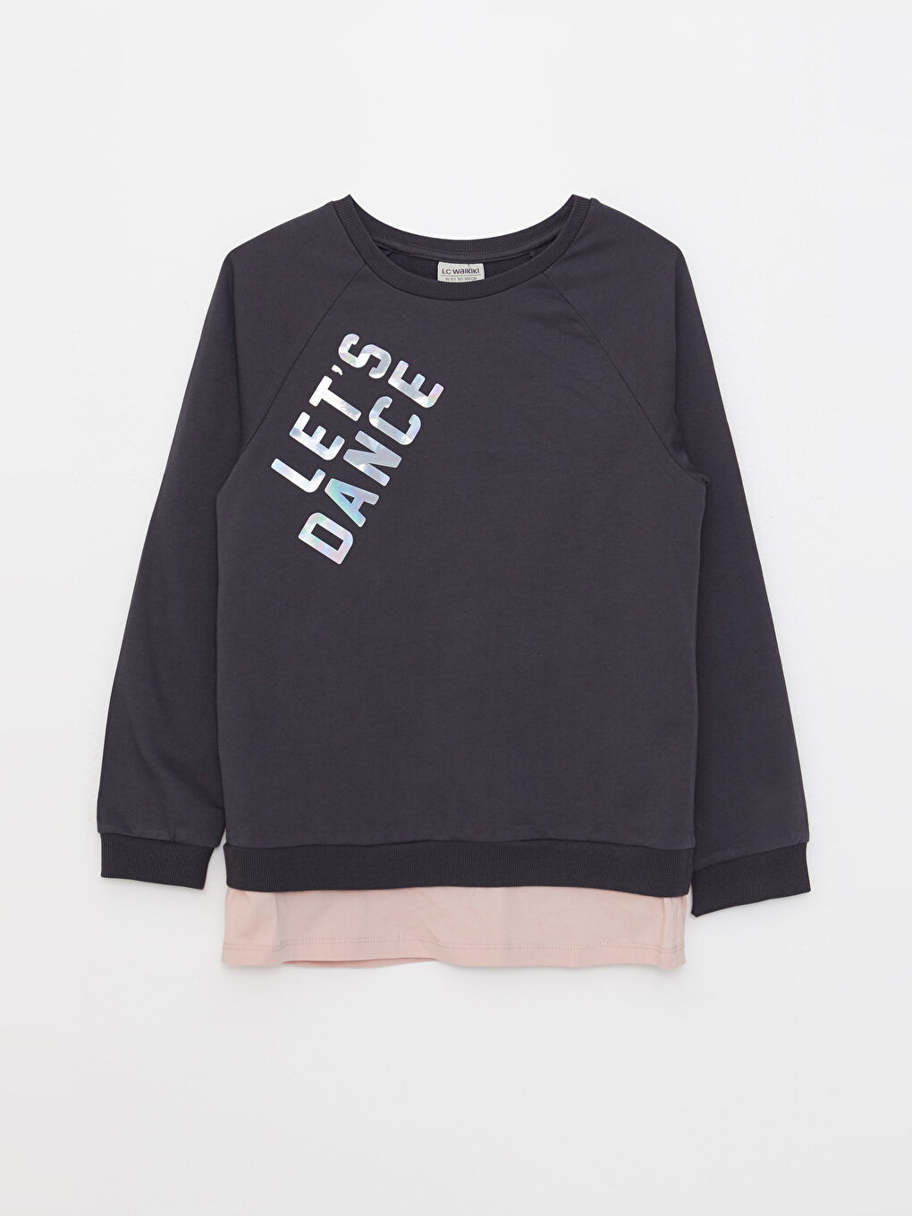 Crew Neck Printed Long Sleeve Girls' Sweatshirt and Tights-1