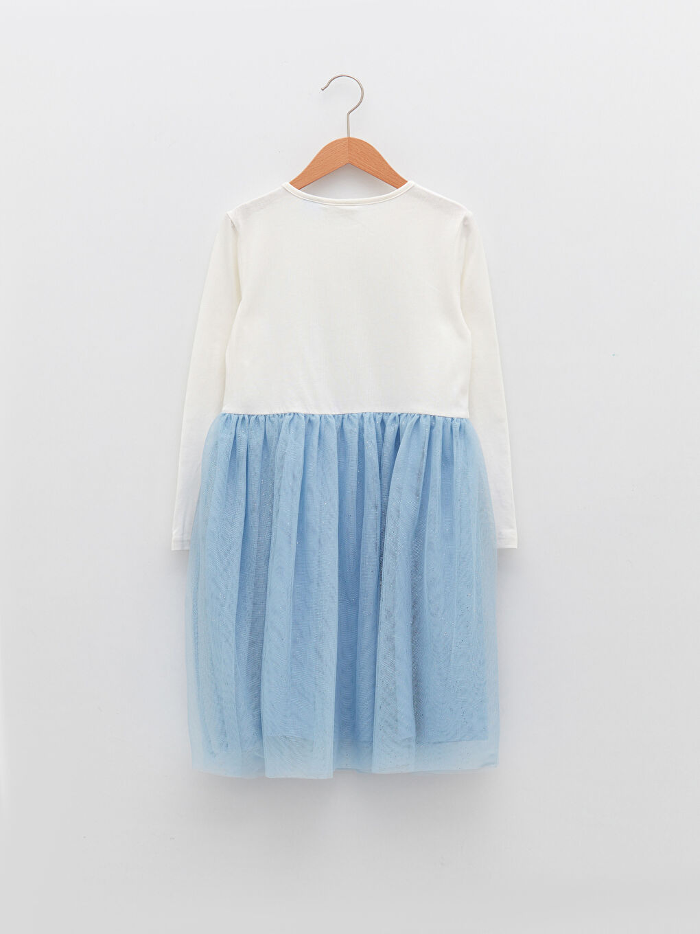 فستان بناتي كم طويل مطبوع فروزن بياقة دائرية-1