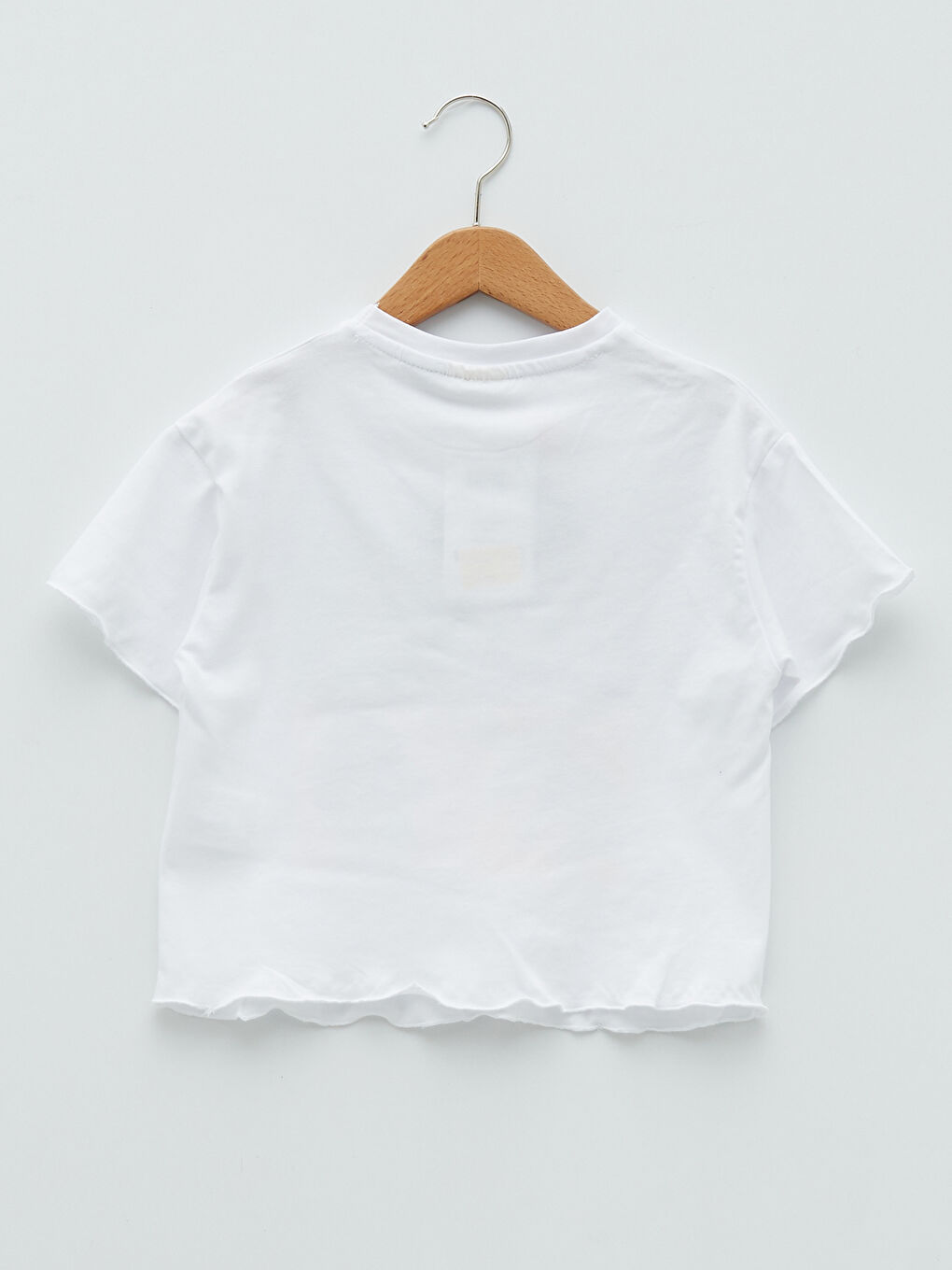 Beyaz Bisiklet Yaka Disney Baskılı Kısa Kollu Kız Çocuk Tişört-1