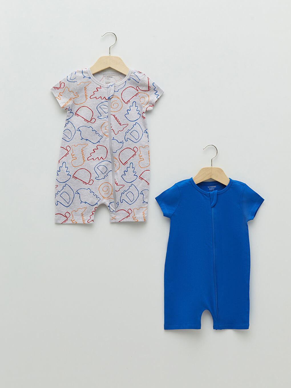 Crew Neck Short Sleeve Cotton Baby Boy Jumpsuit 2 Pieces