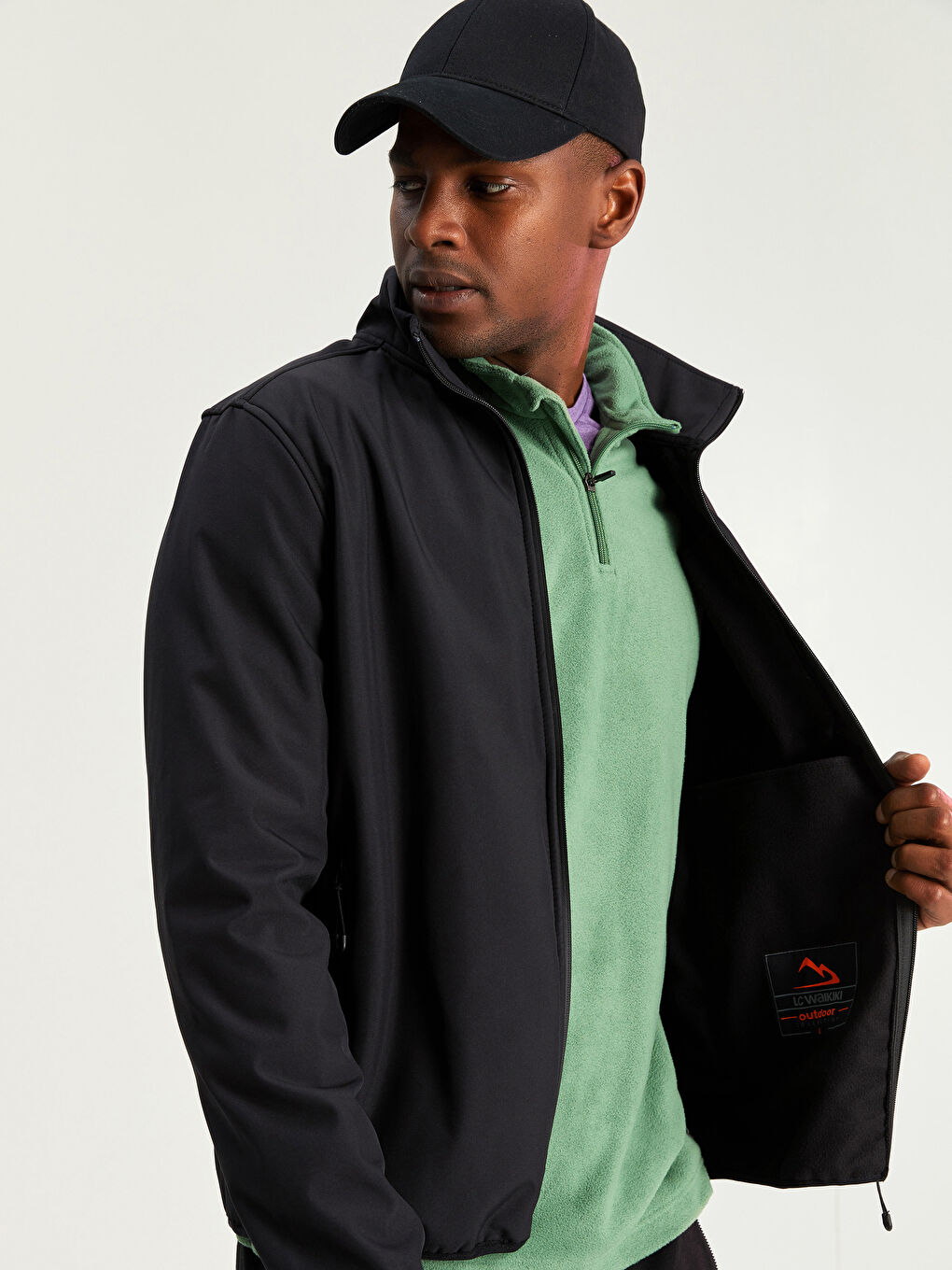 Siyah Standart Kalıp Dik Yaka Erkek Mont-2