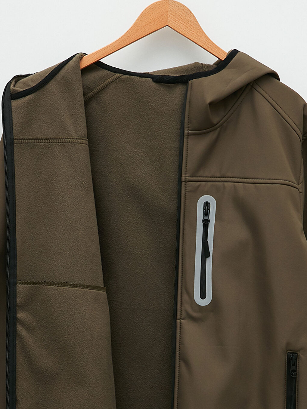 Haki Standart Kalıp Kapüşonlu Erkek Yağmurluk-9