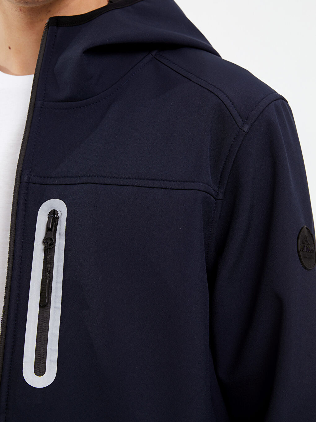 Lacivert Standart Kalıp Kapüşonlu Erkek Yağmurluk-3