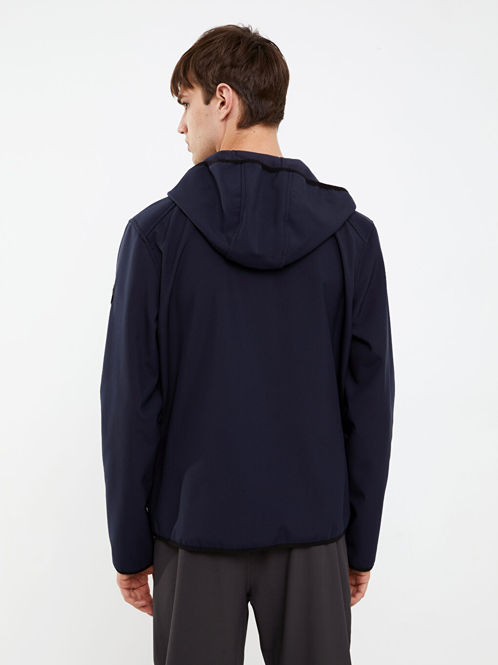 Lacivert Standart Kalıp Kapüşonlu Erkek Yağmurluk-4