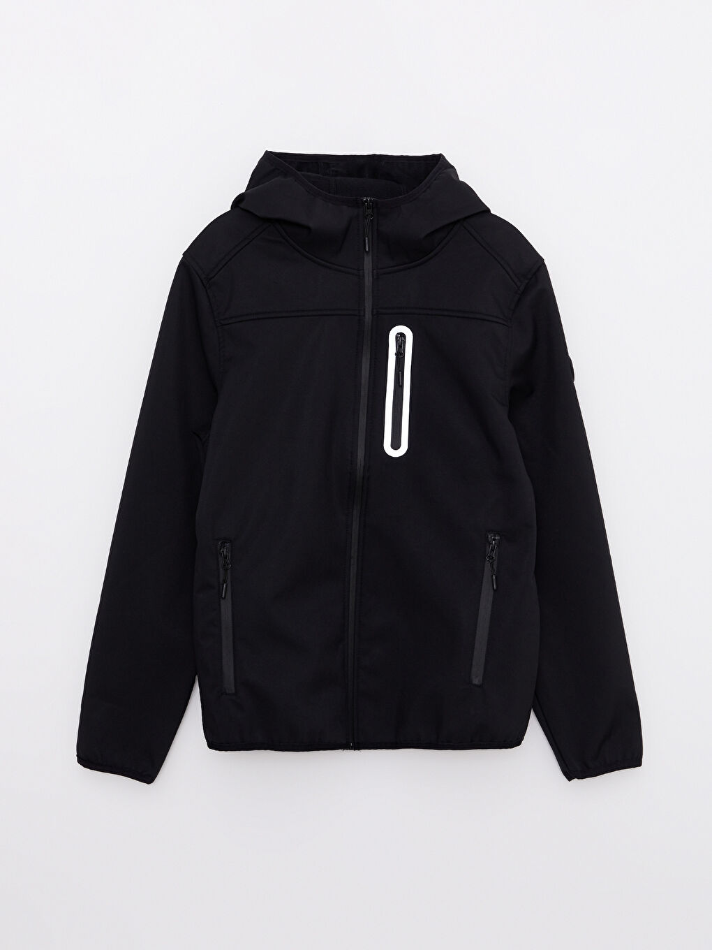 Siyah Standart Kalıp Kapüşonlu Erkek Yağmurluk-4