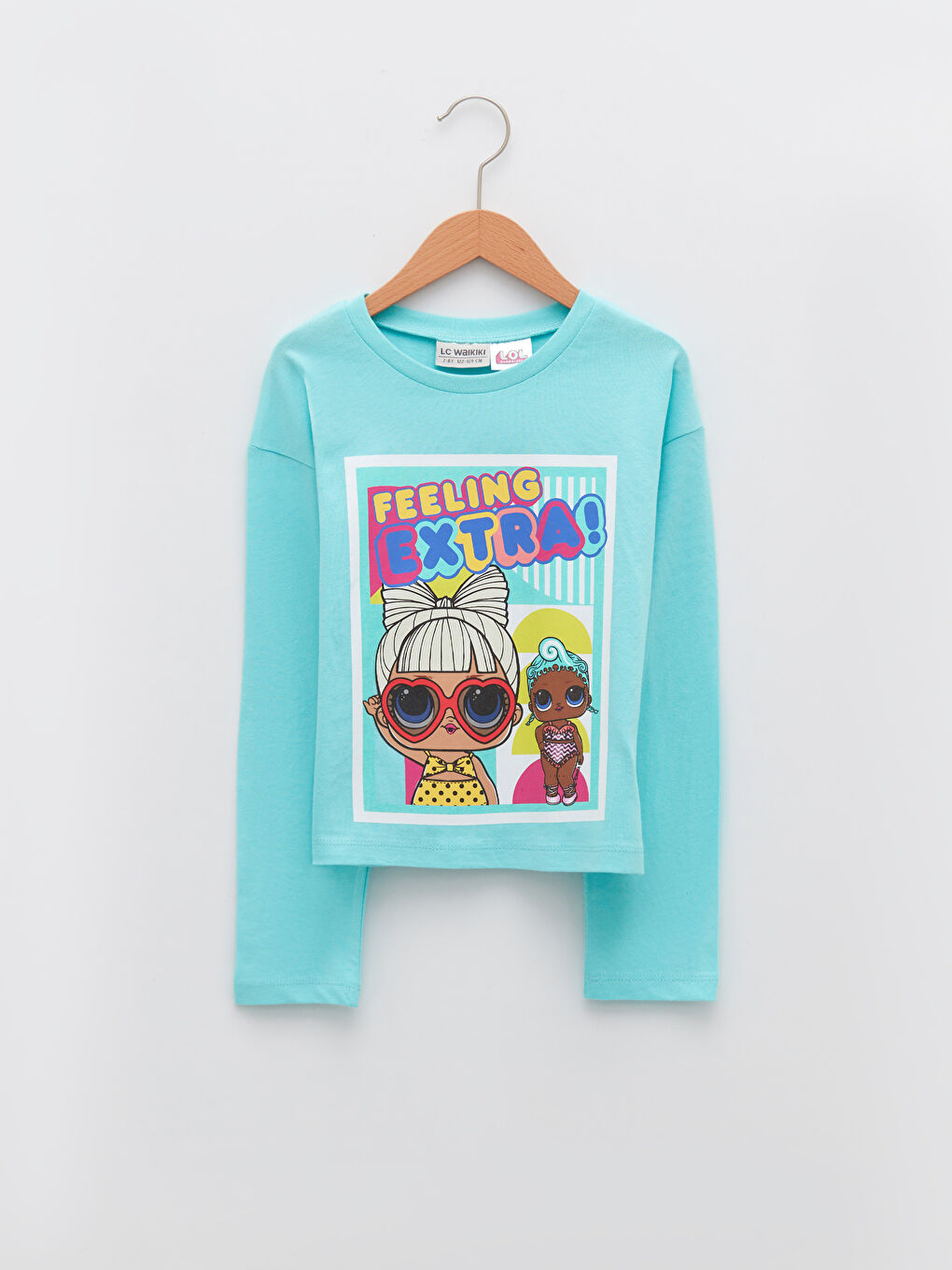 Turkuaz Bisiklet Yaka LOL Surprise OMG Lisanslı Uzun Kollu Kız Çocuk Tişört
