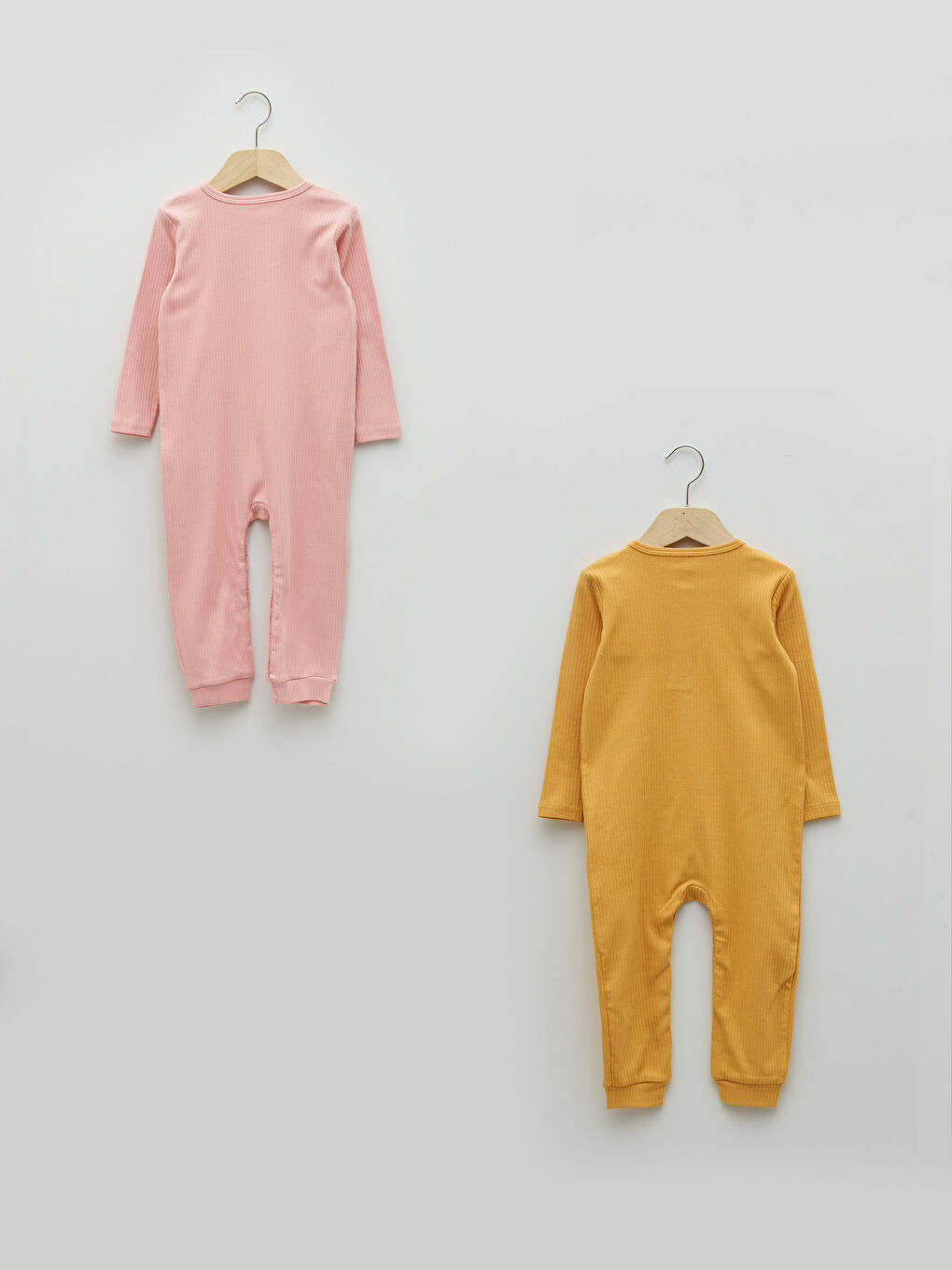 Crew Neck Long Sleeve Basic Cotton Baby Girl Rompers 2 Pack-1