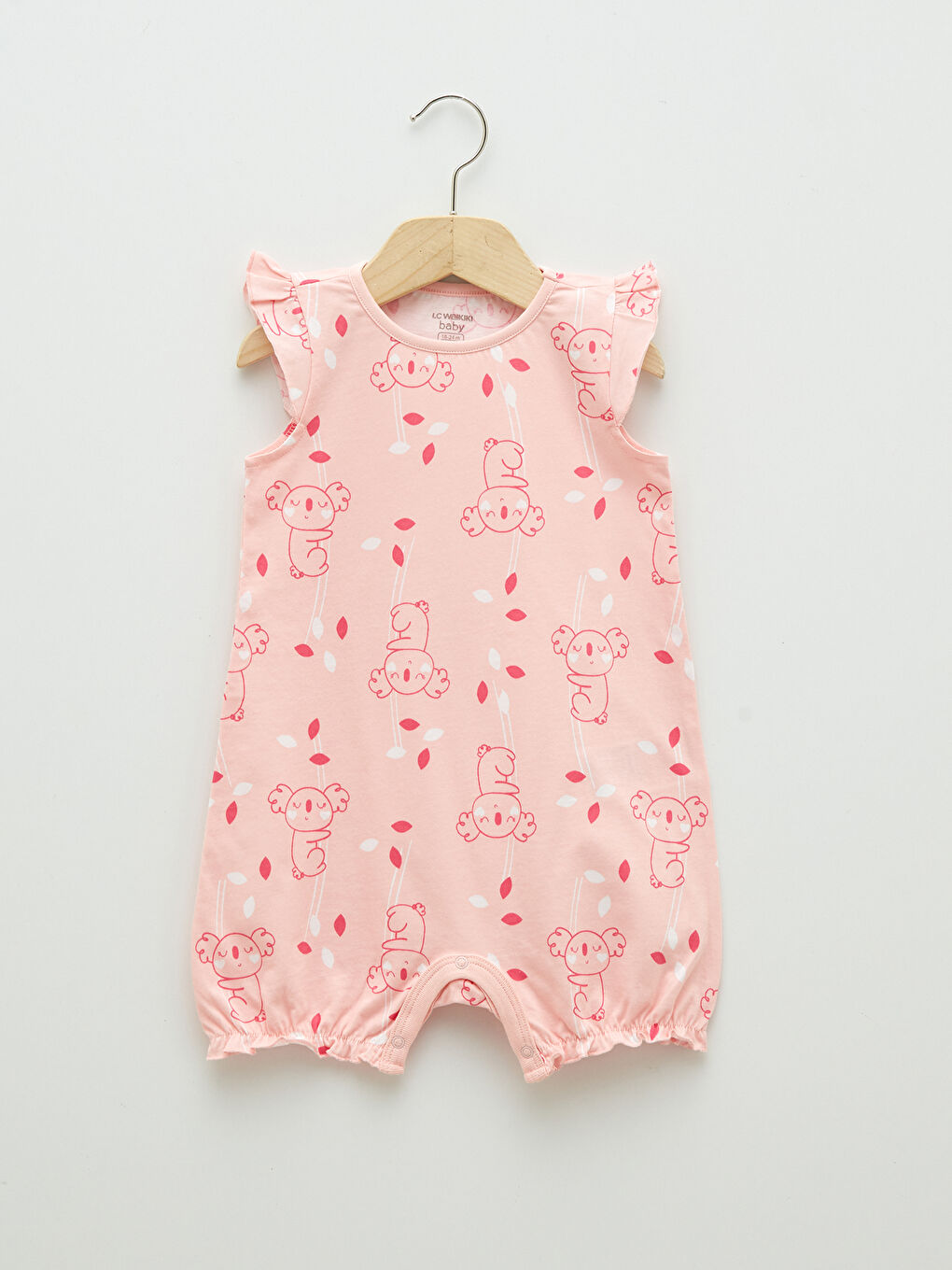 سلوبيت قطن مطبوع بياقة دائرية لبنات رضع - مجموعتين-3