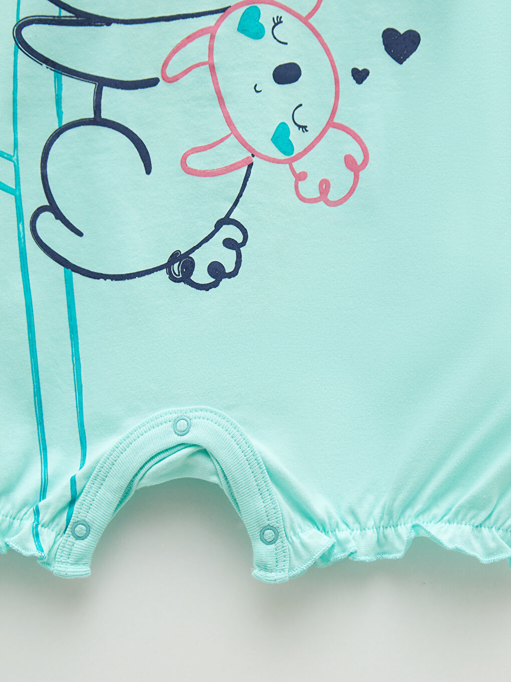 سلوبيت قطن مطبوع بياقة دائرية لبنات رضع - مجموعتين-5