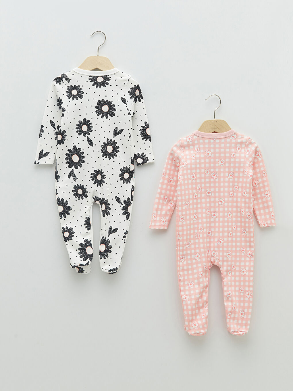 V Neck Long Sleeve Cotton Baby Girl Jumpsuit 2 Pieces-1