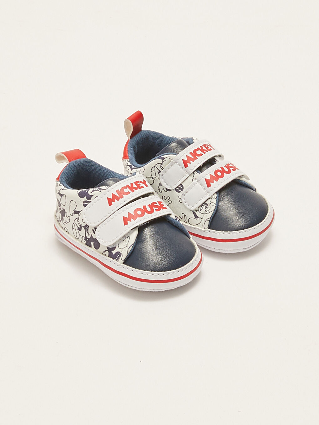 أحذية أولاد رضع بترخيص ميكي ماوس بمقدمة مدورة وإغلاق ڤيلكرو