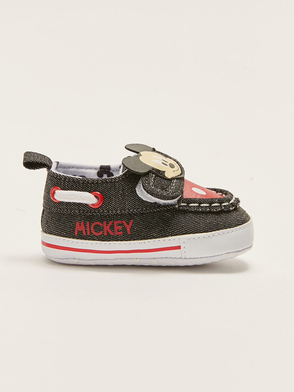 LCW STEPS Siyah Mickey Mouse Lisanslı Cırt Cırtlı Erkek Çocuk Yürüme Öncesi Ayakkabısı - 1
