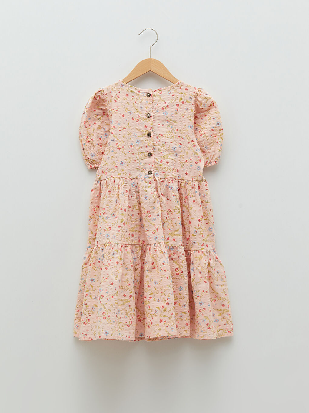 Crew Neck Printed Short Sleeve Cotton Girl Dress-1