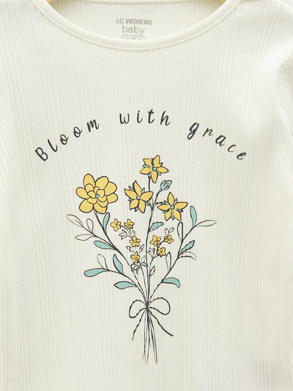 Bisiklet Yaka Uzun Kollu Baskılı Pamuklu Kız Bebek Pijama Takımı-2