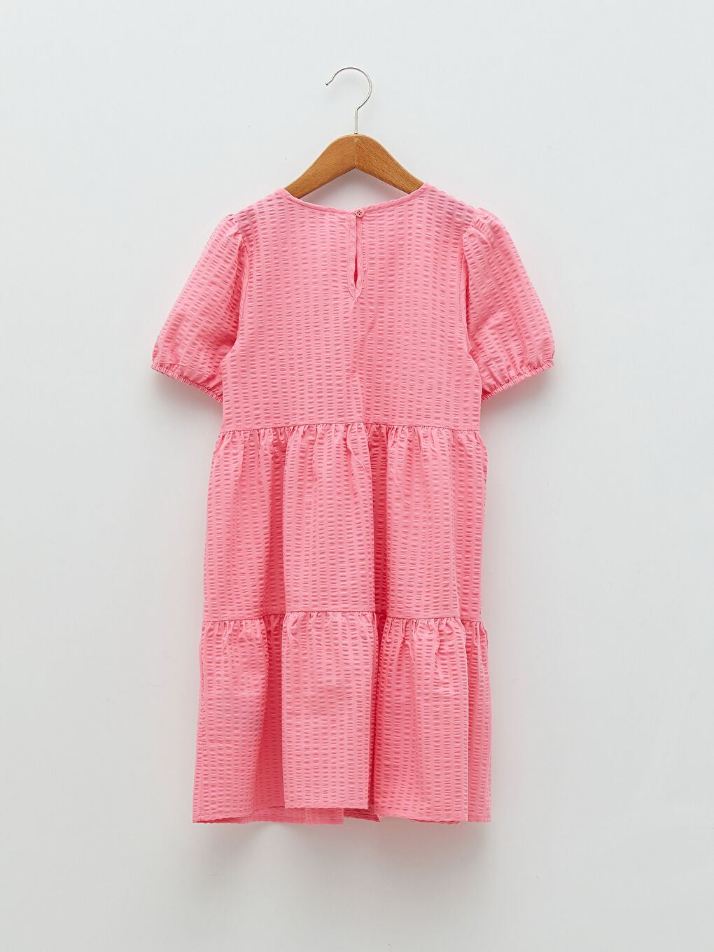 Crew Neck Basic Short Sleeve Girl Dress-1