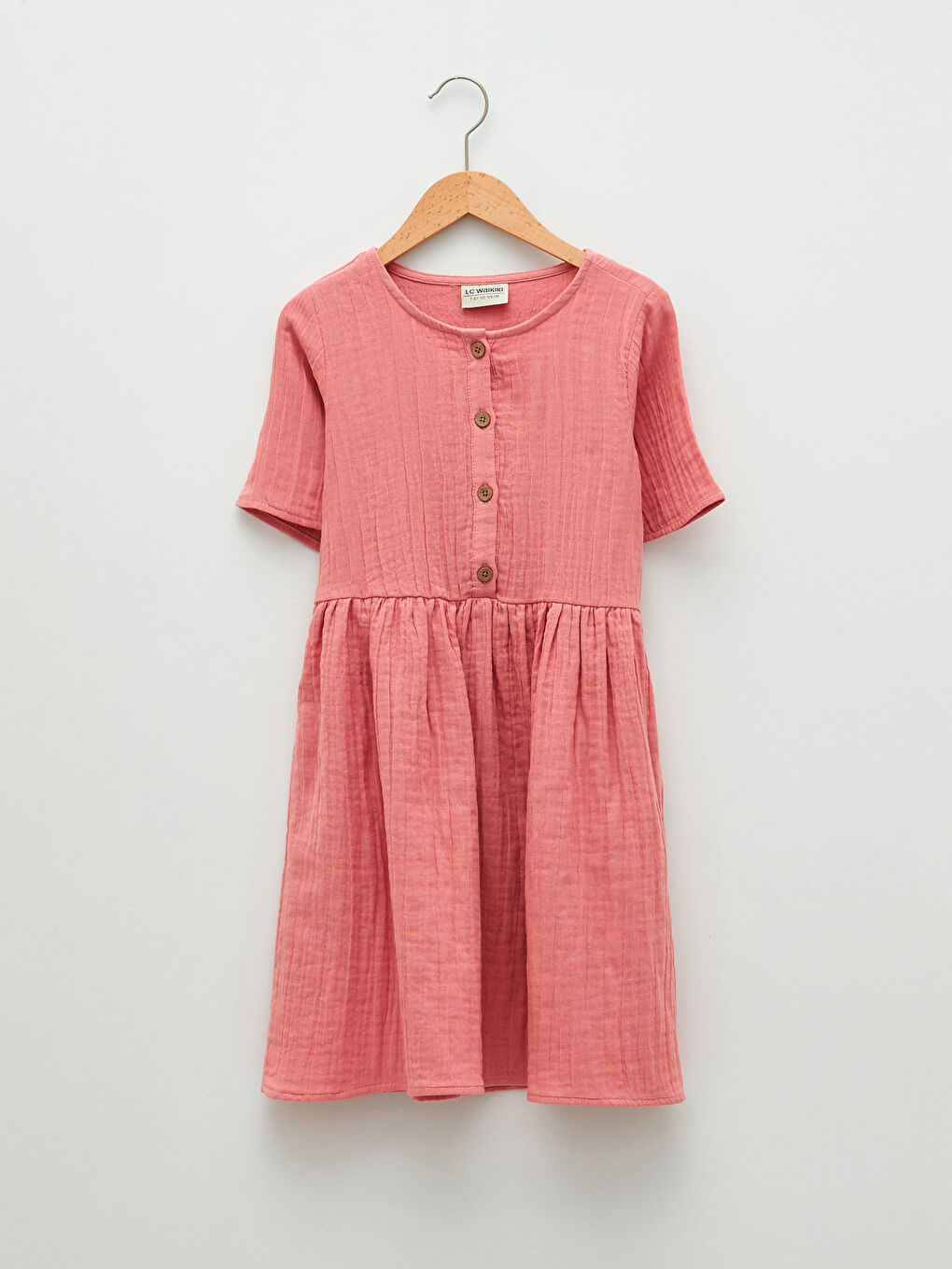 Crew Neck Basic Short Sleeve Girl Dress