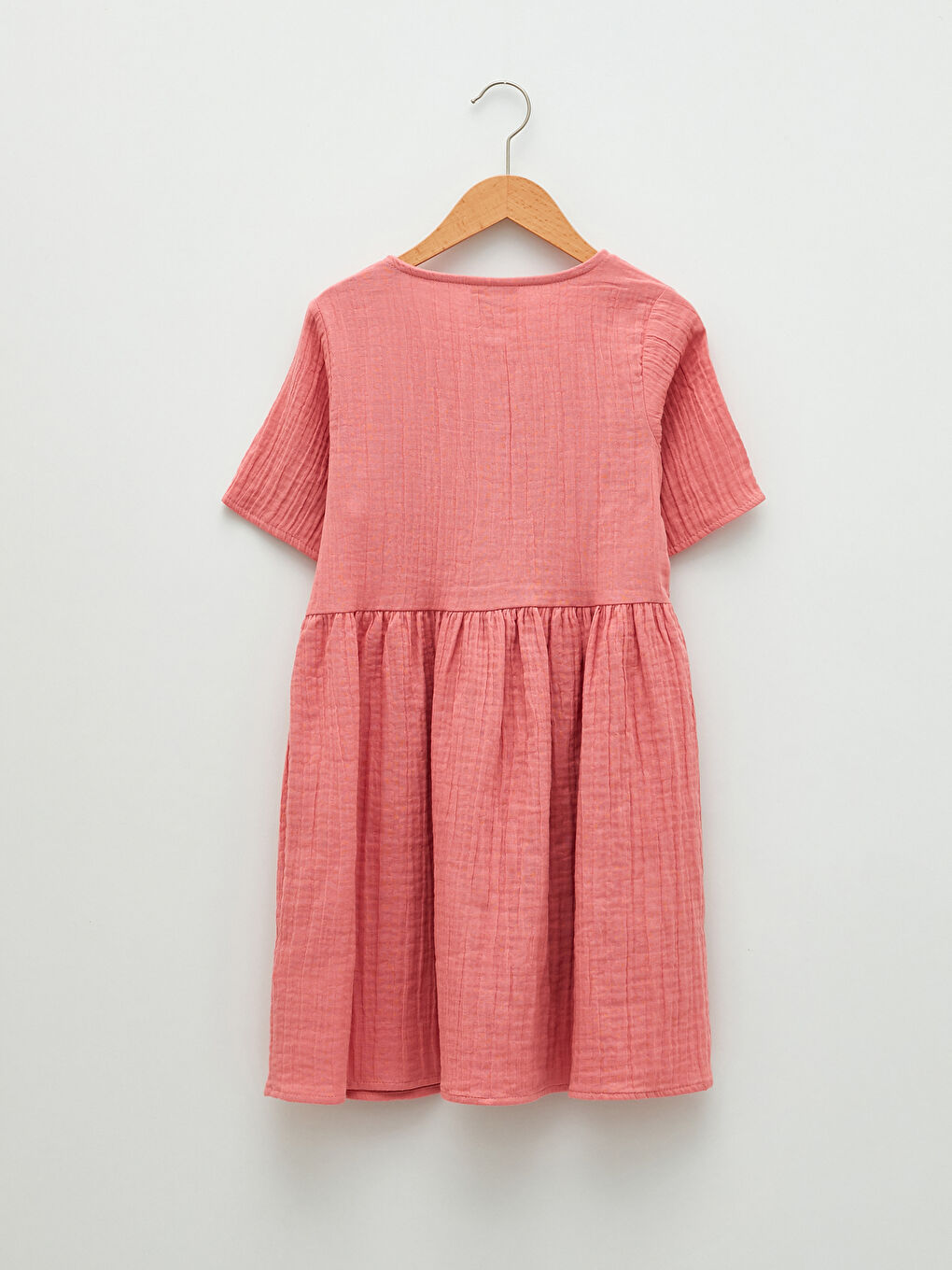 Crew Neck Basic Short Sleeve Girl Dress-1