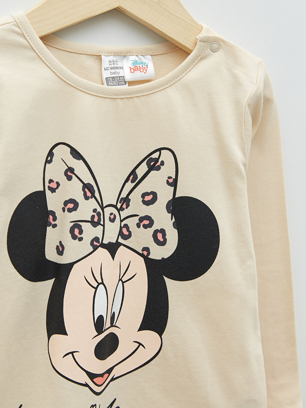 Crew Neck Long Sleeve Minnie Mouse Printed Baby Girls' Pyjama Set-2