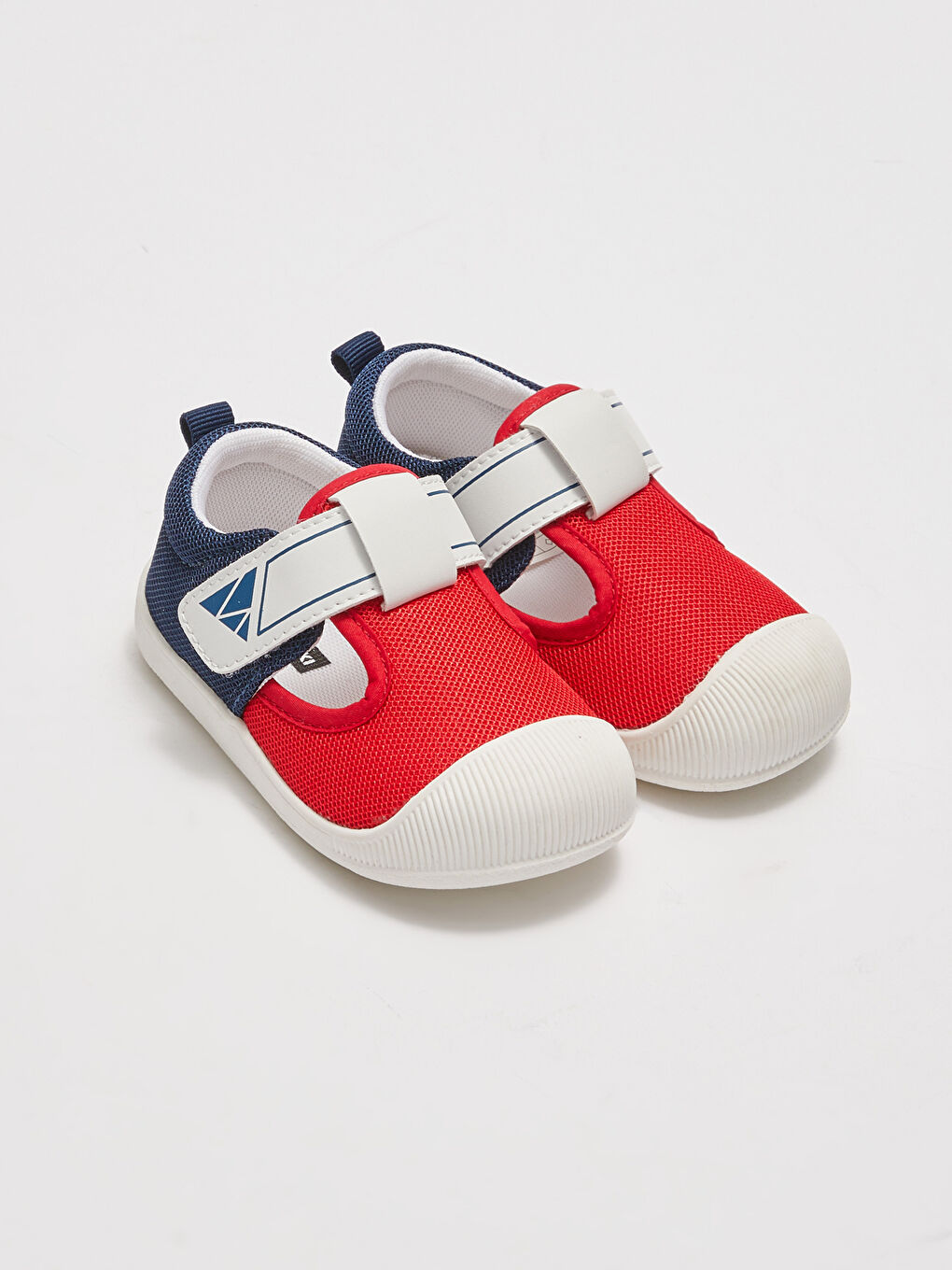 Kırmızı Renk Bloklu Cırt Cırtlı Erkek Bebek İlk Adım Ayakkabısı