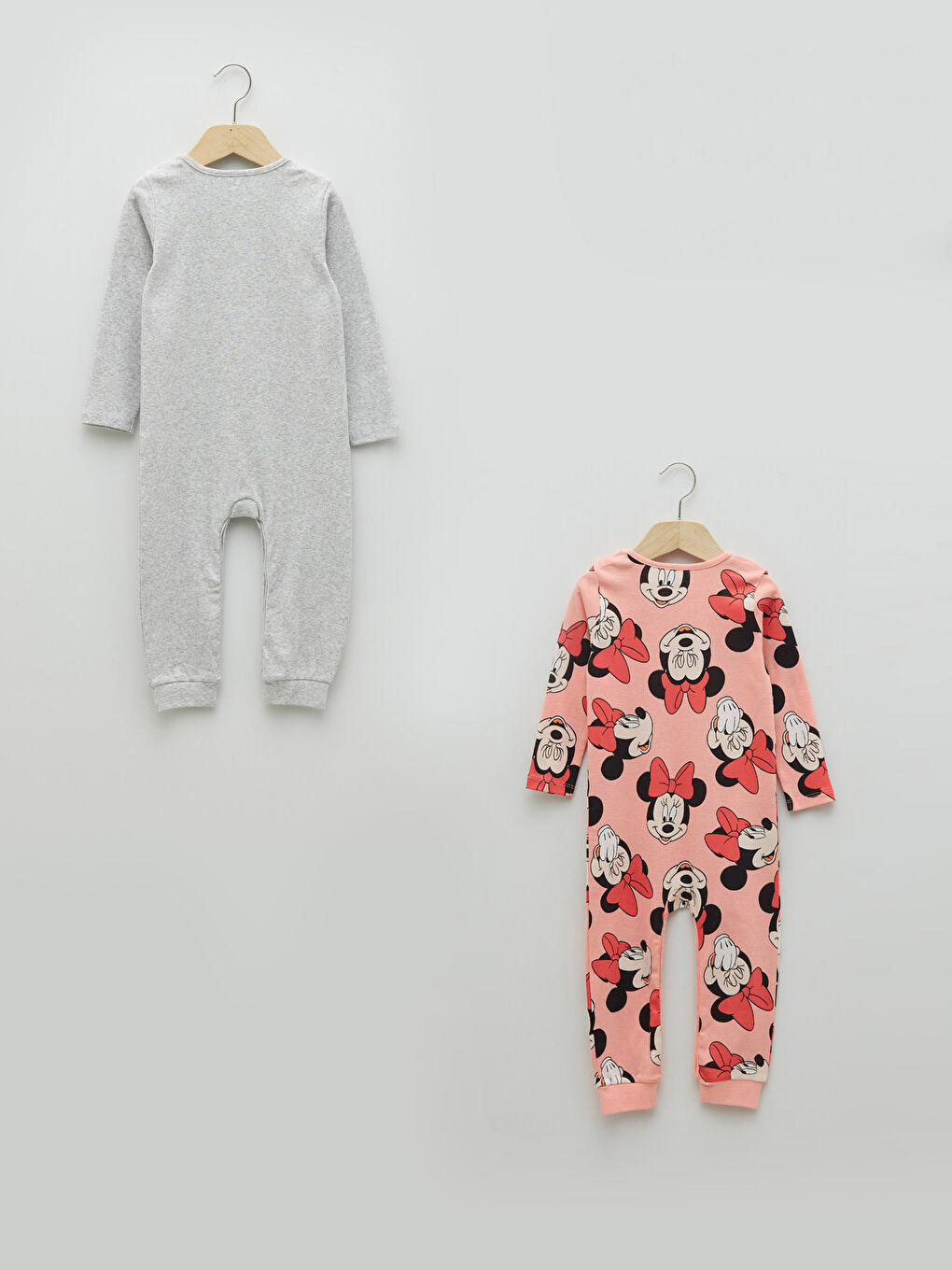 Crew Neck Long Sleeve Minnie Mouse Printed Baby Girls' Jumpsuit 2 Pack-1