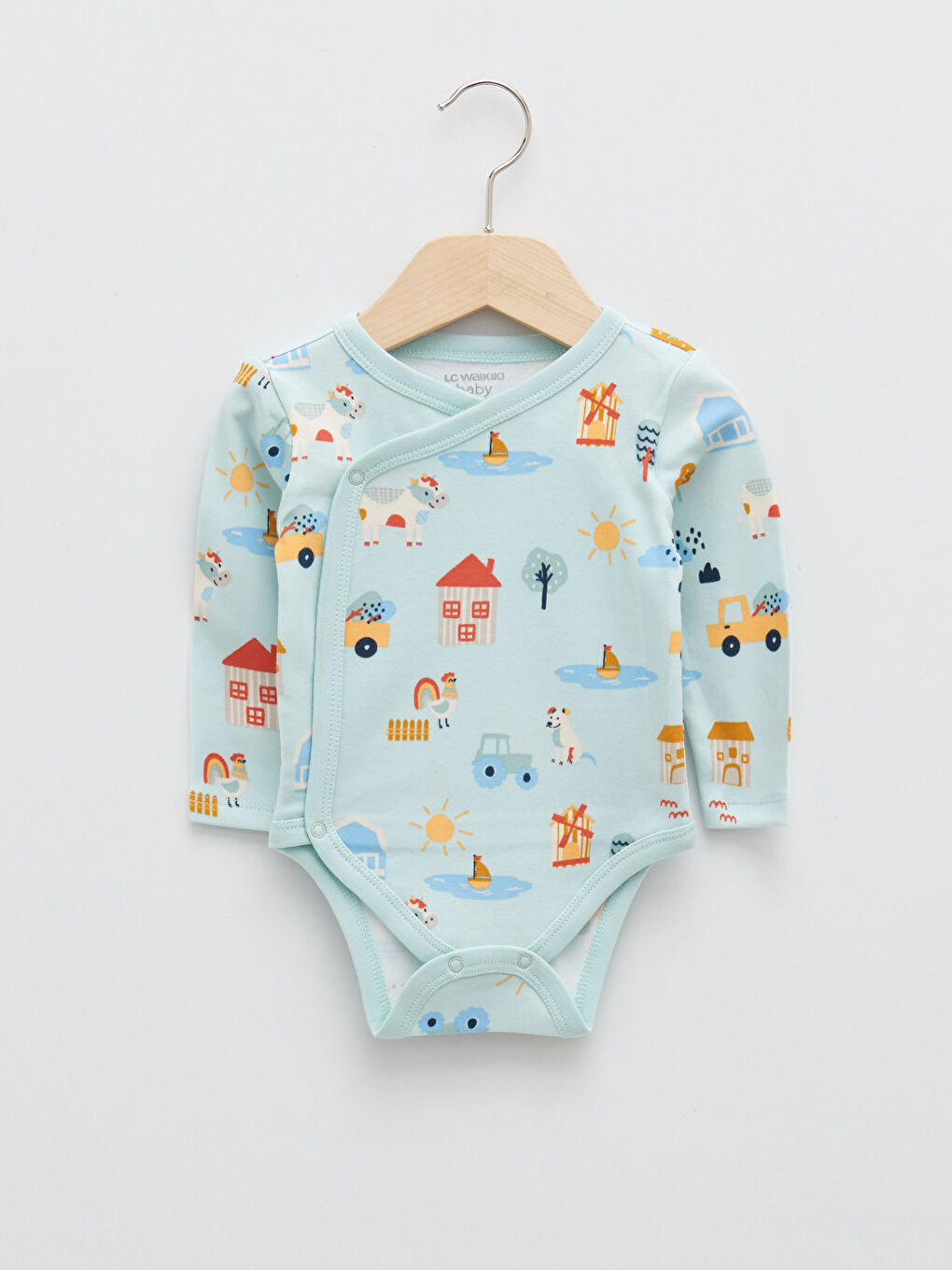 Lot de 2 bodies bébé garçon à boutons-pression imprimés à manches longues-1