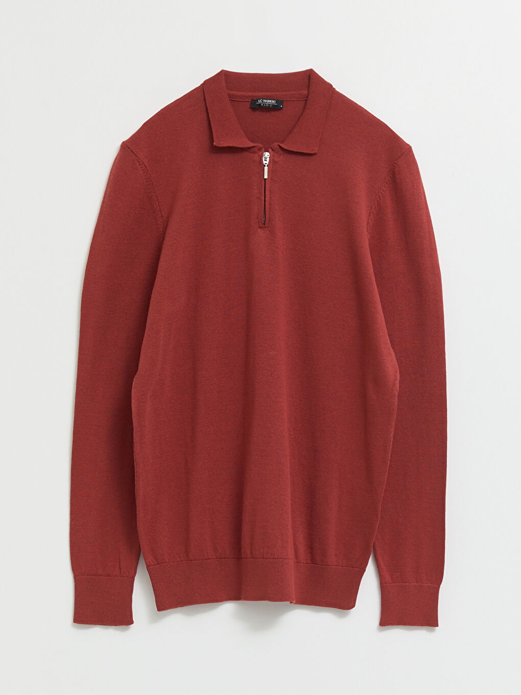 Polo Neck Long Sleeve Thin Men's Tricot Sweater-5