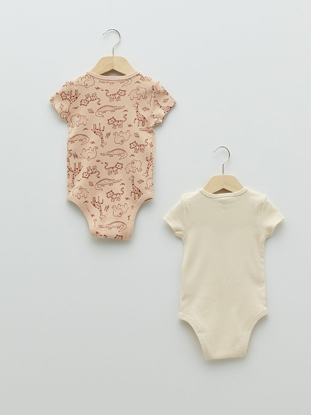 Дөңгелек жағалы қысқа жең принтті түймесі бар балаға арналған боди 2 данадан тұратын-1