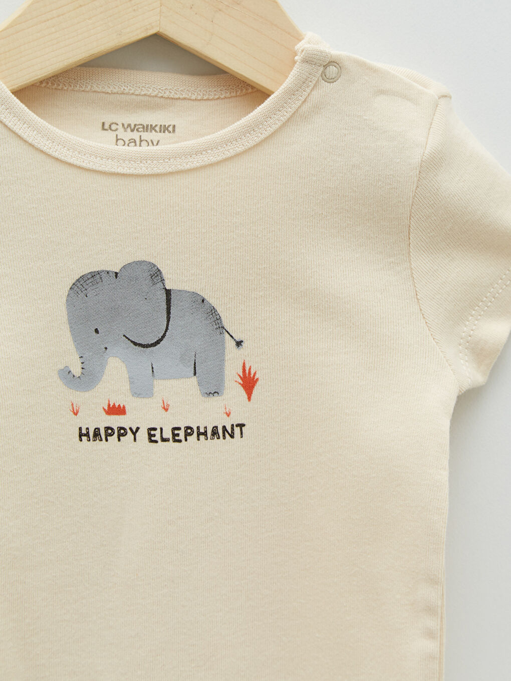 Дөңгелек жағалы қысқа жең принтті түймесі бар балаға арналған боди 2 данадан тұратын-2