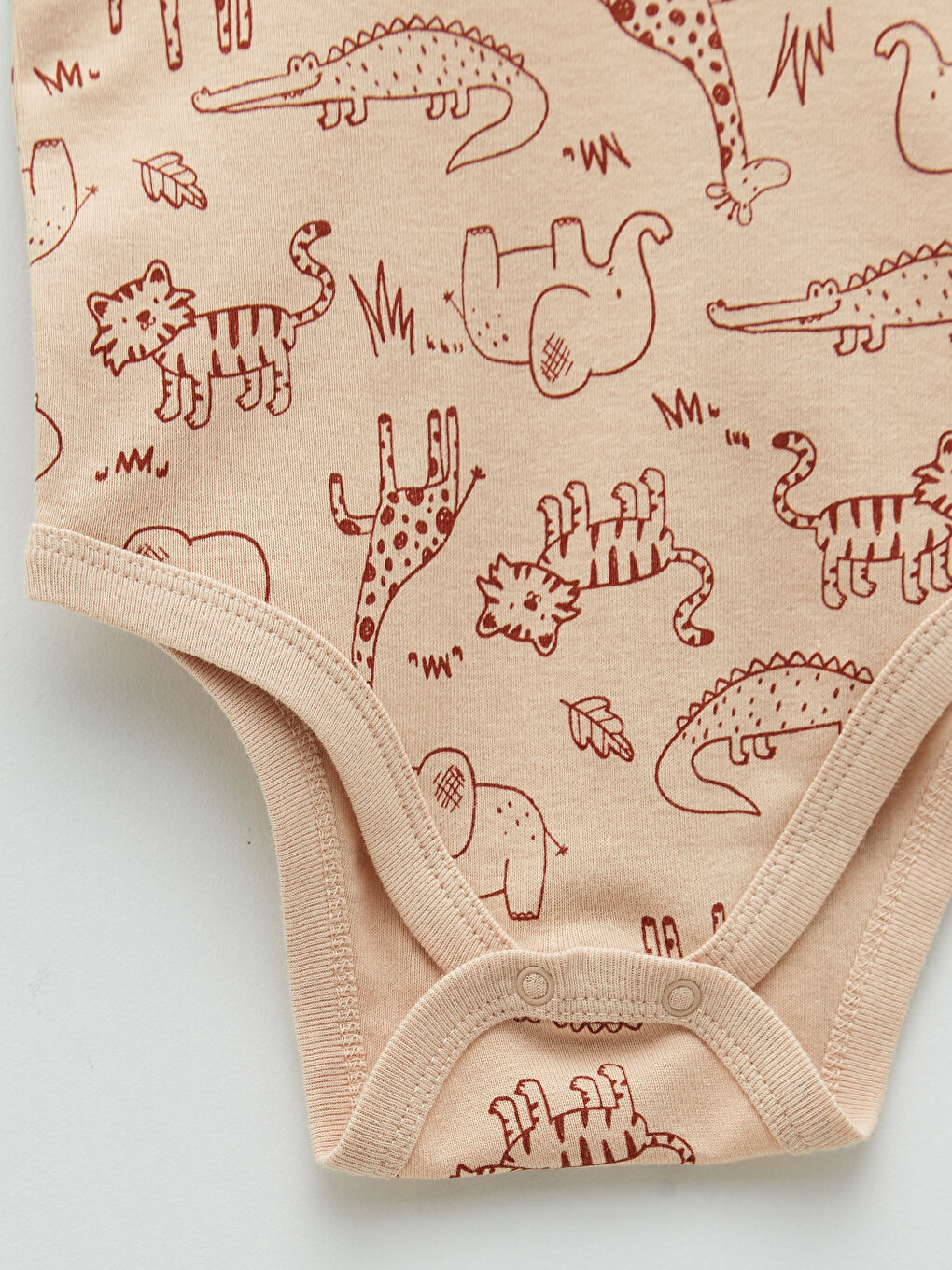 Дөңгелек жағалы қысқа жең принтті түймесі бар балаға арналған боди 2 данадан тұратын-3