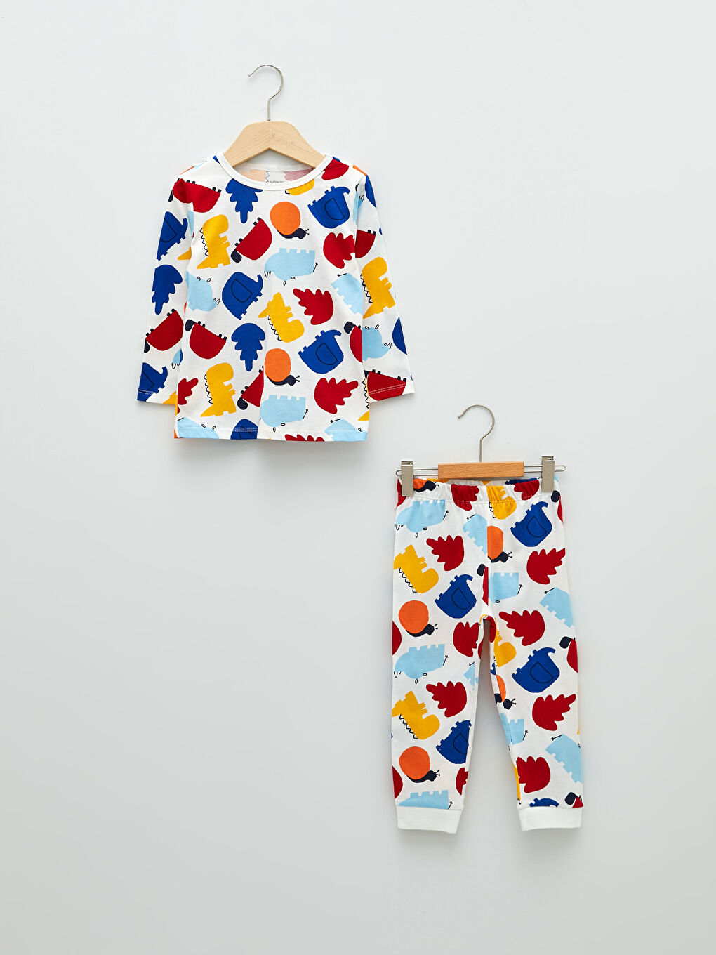 Crew Neck Long Sleeve Printed Baby Boy Pajama Set