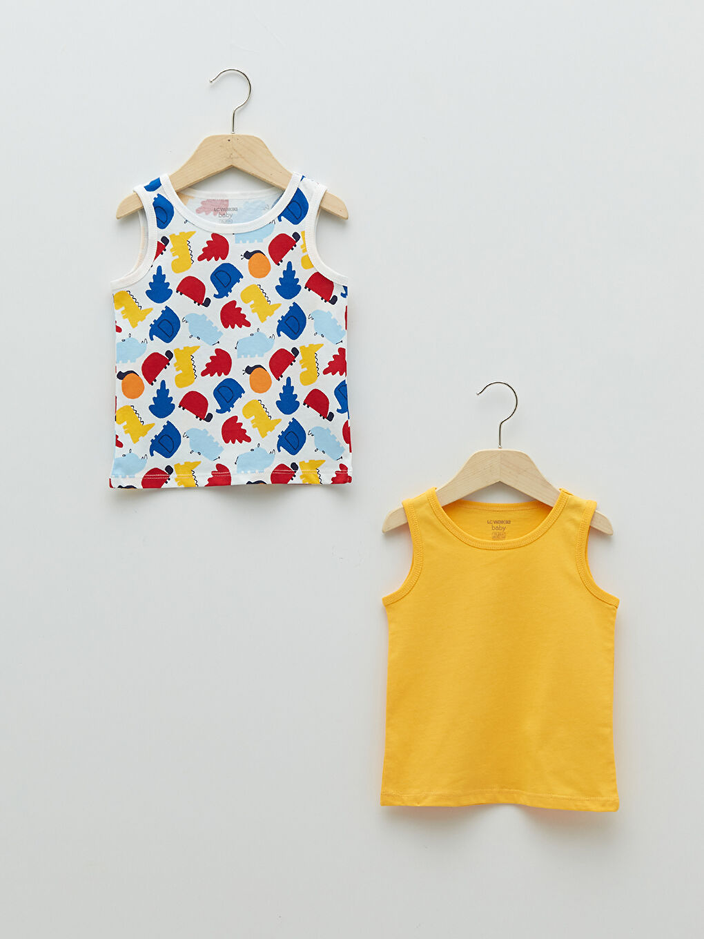 Ekru Bisiklet Yaka Erkek Bebek Atlet 2'li