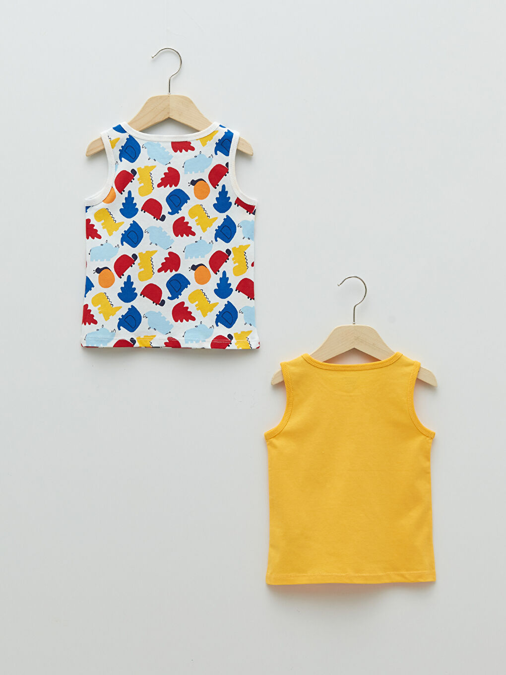 Ekru Bisiklet Yaka Erkek Bebek Atlet 2'li-1